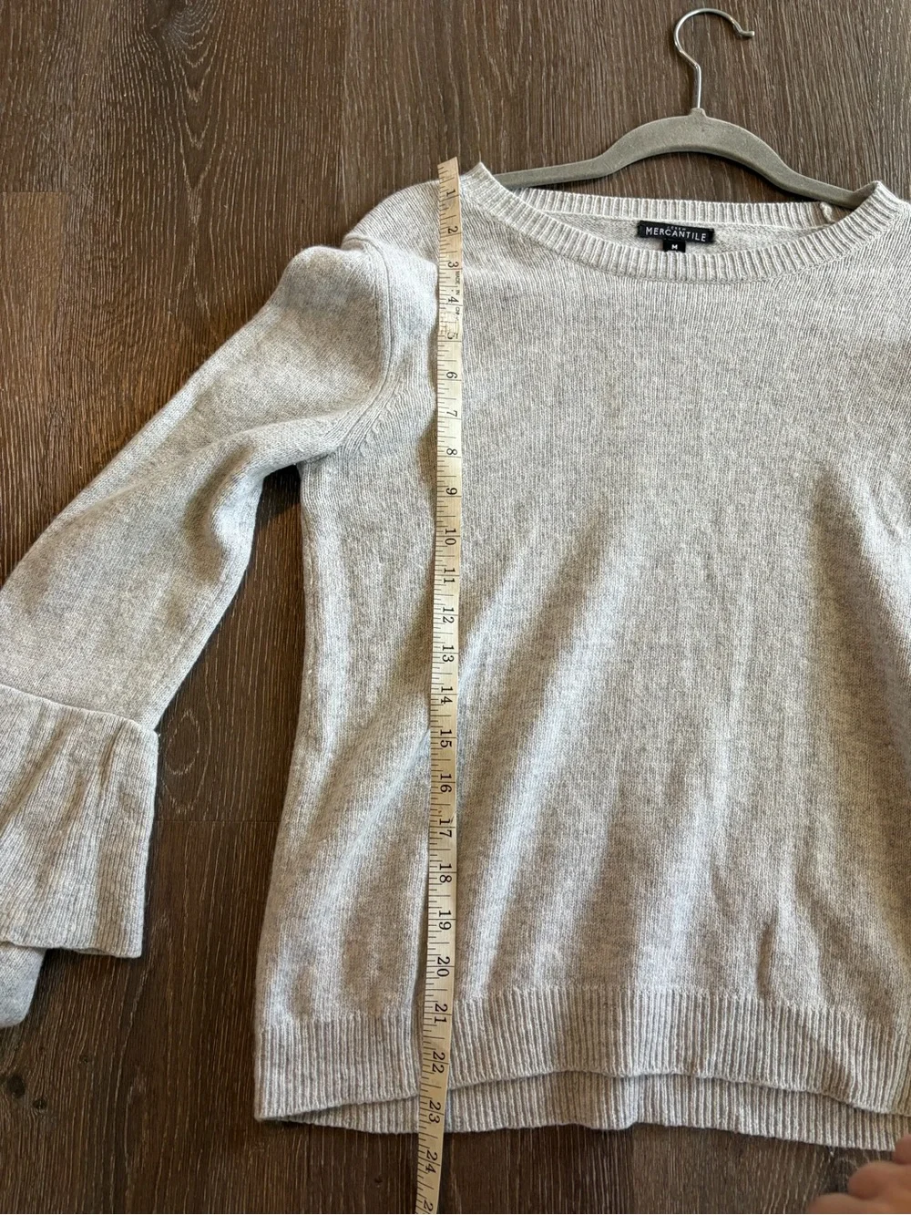 J.Crew mercantile wool cotton blend pullover sweater bell sleeve dramatic preppy